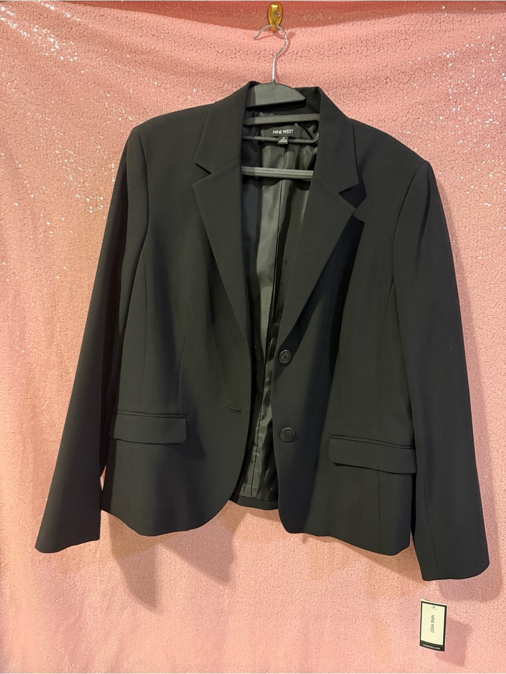 Nine West Black Women's Two-Button Tailored Blazer L2
